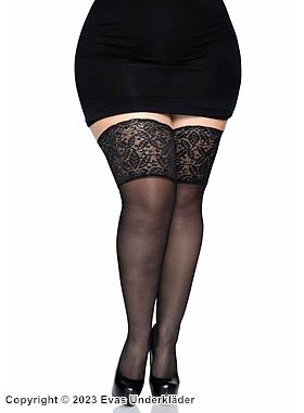 Thigh high stay-ups, wide lace edge